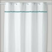 Rideau de douche uni blanc pompons 180x200cm - #00b8bf