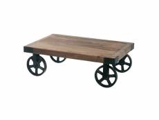 Roulettes - table basse sur roues bois et acier