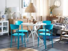 Salon de jardin table et 4 chaises blanc et bleu sersale/vieste
