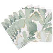 Serviettes en papier motif feuillage vert (x20)
