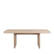 Table à manger aux bords arrondis en bois 220x105cm bois blanchi