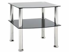 Table d'appoint en métal coloris inox-noir - dim :