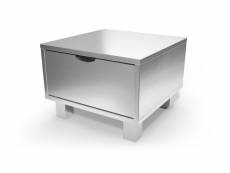 Table de chevet bois cube + tiroir gris aluminium CHEVCUB-Ga
