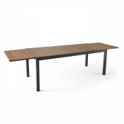 Table extensible en aluminium et bois synthétique marron - Gris