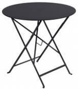 Table pliante Bistro / Ø 77cm - Trou pour parasol - Fermob gris en métal