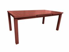 Table rectangulaire extensible santorin 8-10 personnes en aluminium finition uni terracotta avec 10 fauteuils - jardiline
