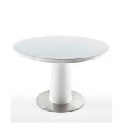 Table ronde extensible design wiem blanc laqué mat