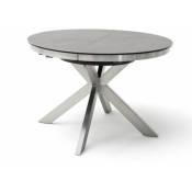 Table ronde extensible design winnie diamètre 120cm Gris céramique/Pieds acier brossé - gris
