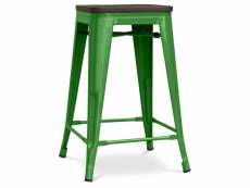 Tabouret de bar - design industriel - bois et acier - 60cm -stylix vert