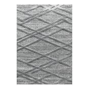 Tapis géométrique design en polypropylène gris 140x200