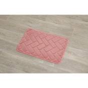Tendance - tapis polyester relief briques 40X60CM - rose fane