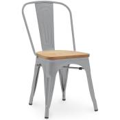 Tolix Style - Chaise de salle à manger - Design industriel - Acier et bois - Nouvelle édition - Stylix Gris clair - Bois, Acier - Gris clair