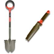 Venteo - Pack RootSlayer™ - Pelle ronde coupe racine/Couteau de sol - Acier de carbone/Manche ergonomique - Idéal pour les petites/grandes surfaces