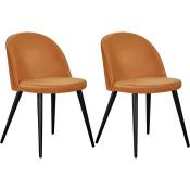 Venture Home - Chaise en velours avec pieds en acier Velvet (Lot de 2) - Orange