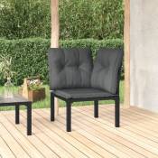 Vidaxl - Chaise d'angle de jardin avec coussins noir/gris résine tressée
