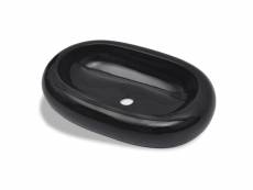 Vidaxl vasque ovale céramique noir pour salle de bain 141920