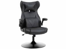 Vinsetto fauteuil gaming fauteuil de bureau gaming base ronde métal pivotante 360° hauteur réglable coussins intégrés revêtement synthétique noir