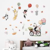 1pc Sticker Mural,panda ballons animaux Fleurs oiseaux,Autocollant