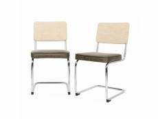 2 chaises cantilever - maja - tissu kaki et résine effet rotin. 46 x 54.5 x 84.5cm