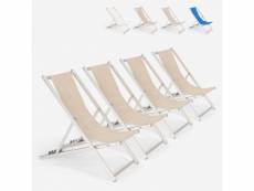 4 chaises de plage pliantes réglables en aluminium