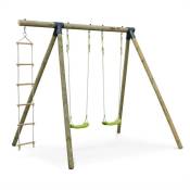 Aire de jeux mistral en bois avec 2 balançoires et échelle en corde en pin autoclave - Vert