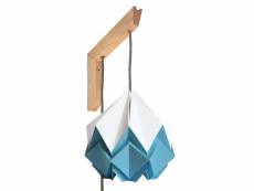 Applique murale en bois et suspension origami bicolore