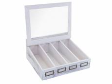 Boîte de rangement hwc-c25, boîte à thé boîte à bijoux, paulownia 17x37x33cm ~ blanc, shabby