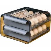 Candyse Boîte à œufs avec 32 compartiments de type tiroir à œufs double couche pour réfrigérateur