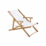 Chaise longue pliable inclinable Chelsea bois & tissu blanc / Accoudoirs - Unopiu blanc en bois