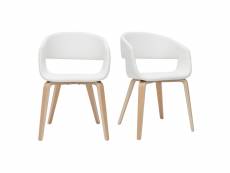 Chaises design blanc et bois clair (lot de 2) slam