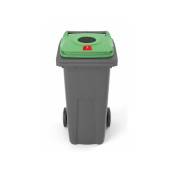 Conteneur poubelle 120 litres pour le tri du verre - Conteneur poubelle verte - 210039V