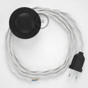 Cordon pour lampadaire, câble TC01 Coton Blanc 3 m. Choisissez la couleur de la fiche et de l'interrupteur Noir