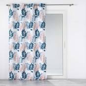 Douceur D'intérieur - Rideau à oeillets 140 x 260 polyester imprimé Belline Blanc-Bleu - Blanc/bleu