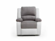 Eden solo - fauteuil de relaxation manuel - microfibre/simili - gris/blanc 9121EGRBL1