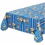 Emmevi Mv S.p.a. - Nappe de cuisine AntiTaches Bordée Couverture de table En coton plastifiè Coquilles Mer Bleu - 135x230 cm