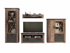 Ensemble de 4 meubles de salon - mélaminé - brun - 365 - 205 - 47 cm