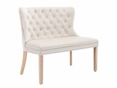 Fauteuil velours beige chaise avec pieds en chêne, banc de salon moderne, chaise double