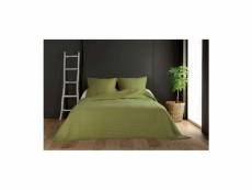 Jeté de lit vert olive capitonné style boutis - 250x260cm