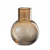 Jolipa - Vase boule avec goulot en verre marron 15x15x19