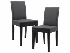 Kit de 2 chaises rembourrées avec pieds en bois massif housse en synthétique design gris foncé 90 x 37par42 x 48 cm helloshop26 03_0002361