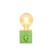 Lampe de chevet en béton vert avec son cactus et ampoule