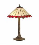 Lampe de table Tiffany Calais 2 Ampoules Rouge 27 Cm