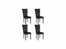 Lot de 4 chaises de salle à manger cuisine boutonnées de cristaux en velours noir cds021864