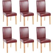 Lot de 6 chaises de séjour Littau, simili-cuir, brun rouge, pieds clairs