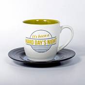 Lyrical Mug - Ensemble-cadeau de Tasse et Soucoupe Céramique avec paroles de chanson "Hard Day´s Night" - John Lennon & Paul McCartney - Autorisé par 