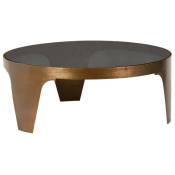 Meubletmoi - Table basse ronde 80 cm en laiton cuivré