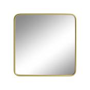 Miroir carré angles arrondis laiton or 65x65