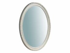 Miroir, long miroir mural ovale, à accrocher au mur, horizontal et vertical, shabby chic, salle de bain, chambre, cadre finition blanc antique, grand,