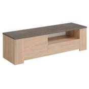 Miroytengo - Table tv de salon rustique 1 tiroir 1 tiroir 1 creux couleur chêne et béton style industriel meubles de salle à manger 41x138x40 cm