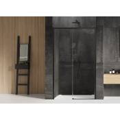 Otitec - Porte de douche noire 120 cm, coulissante